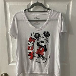 Disney Womans White Mickey Mouse Size L Distressed